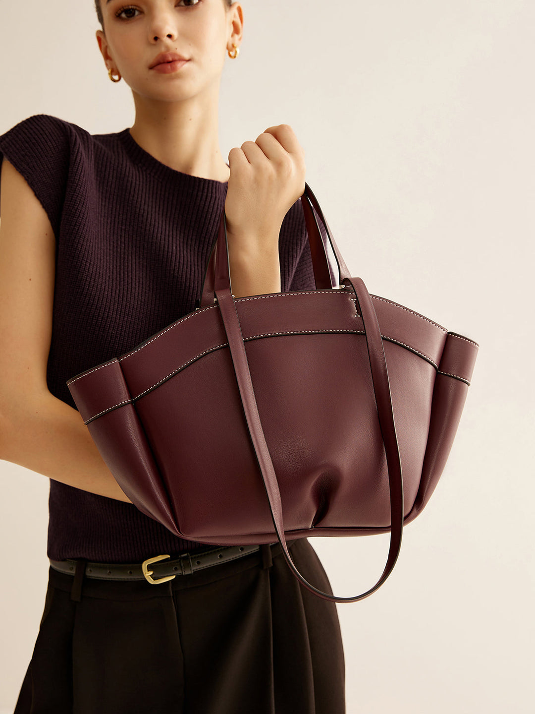 Large Capacity Top Handle Basket Bag, şık ve geniş tasarım