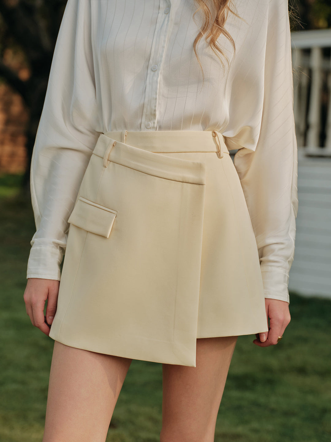 Şık Asimetrik Yüksek Bel Sarma Etek - Svelte Chic