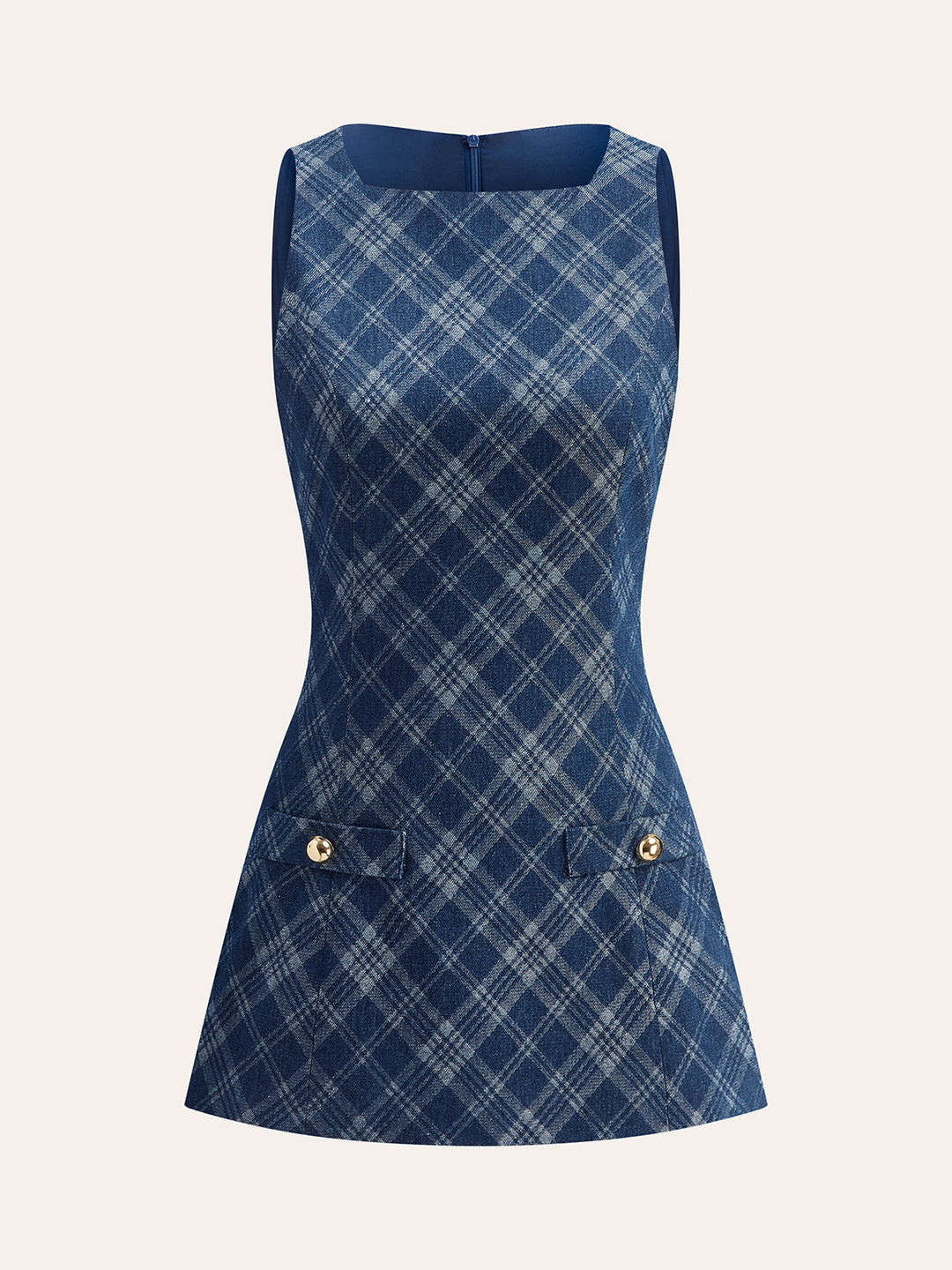 Şık metal düğmeli kot elbise