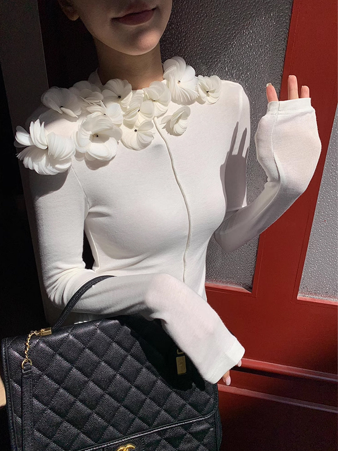 Svelte Chic çiçek desenli dantel detaylı bluz