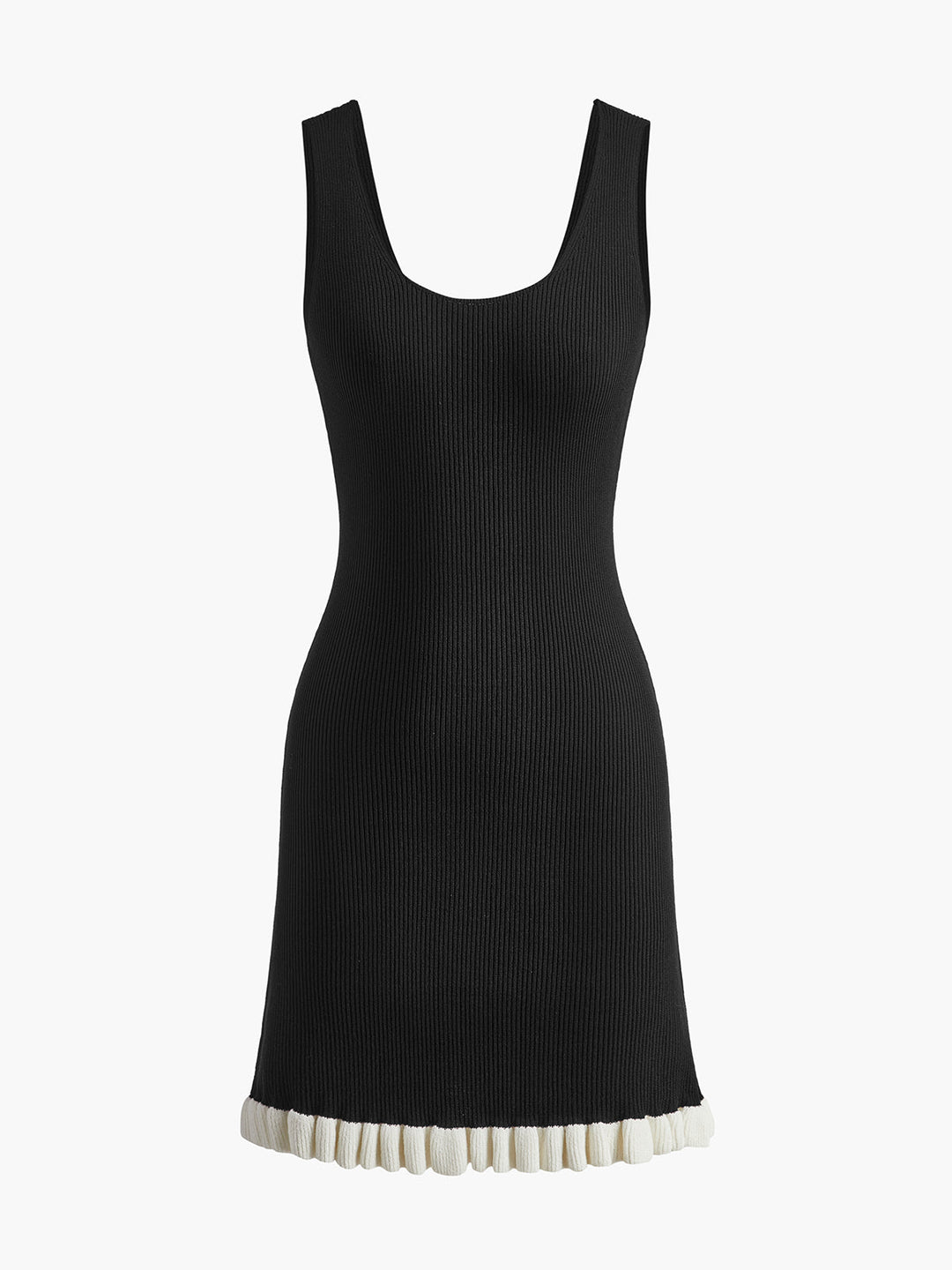 Kontrast Volanlı Kolsuz Elbise, Svelte Chic