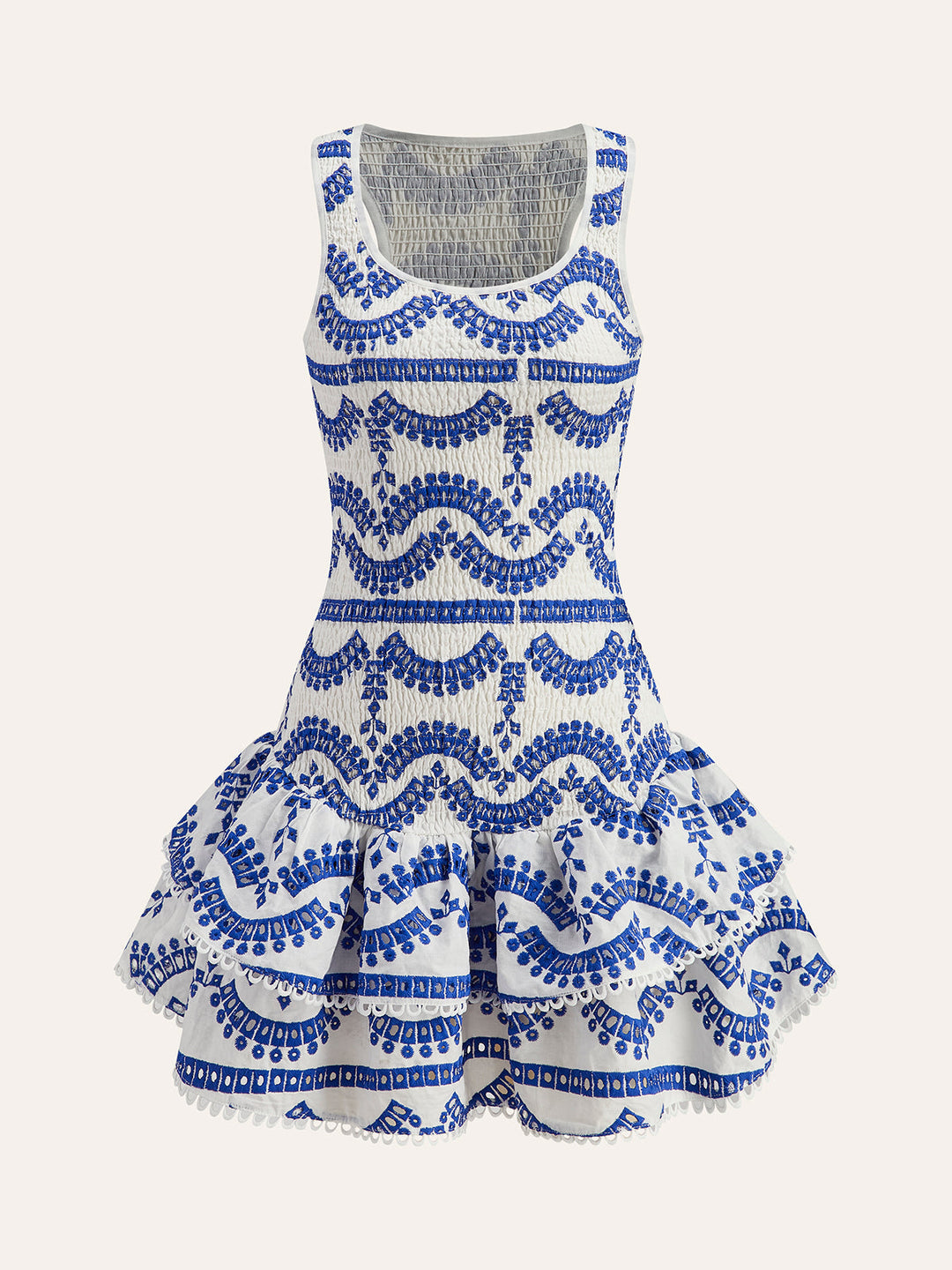 Nakış ve volan detaylı şirin kolsuz elbise