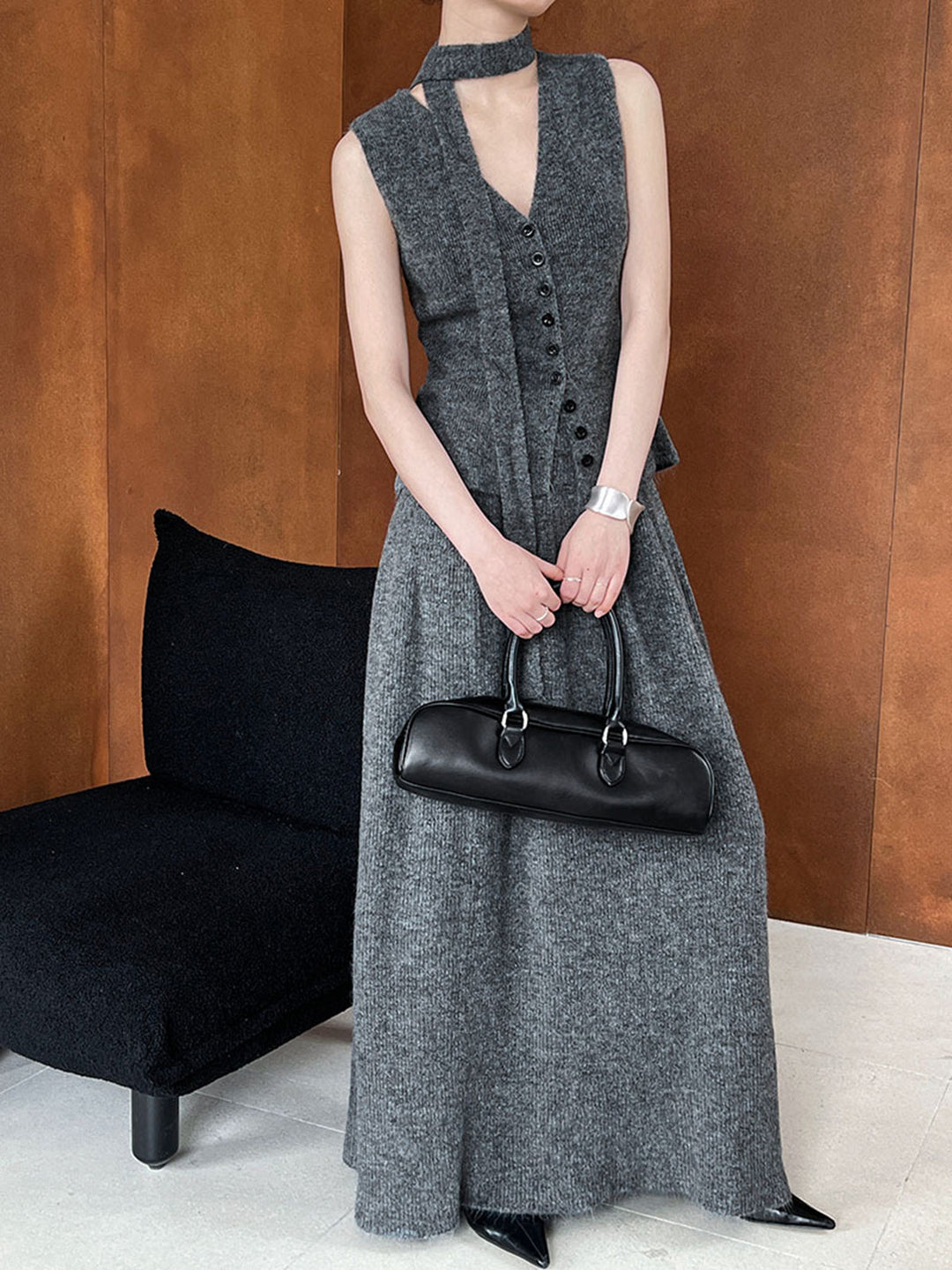 Soft Ribbed Belted Sweater Co-ord, kadınlar için şık ve modern bir triko takım