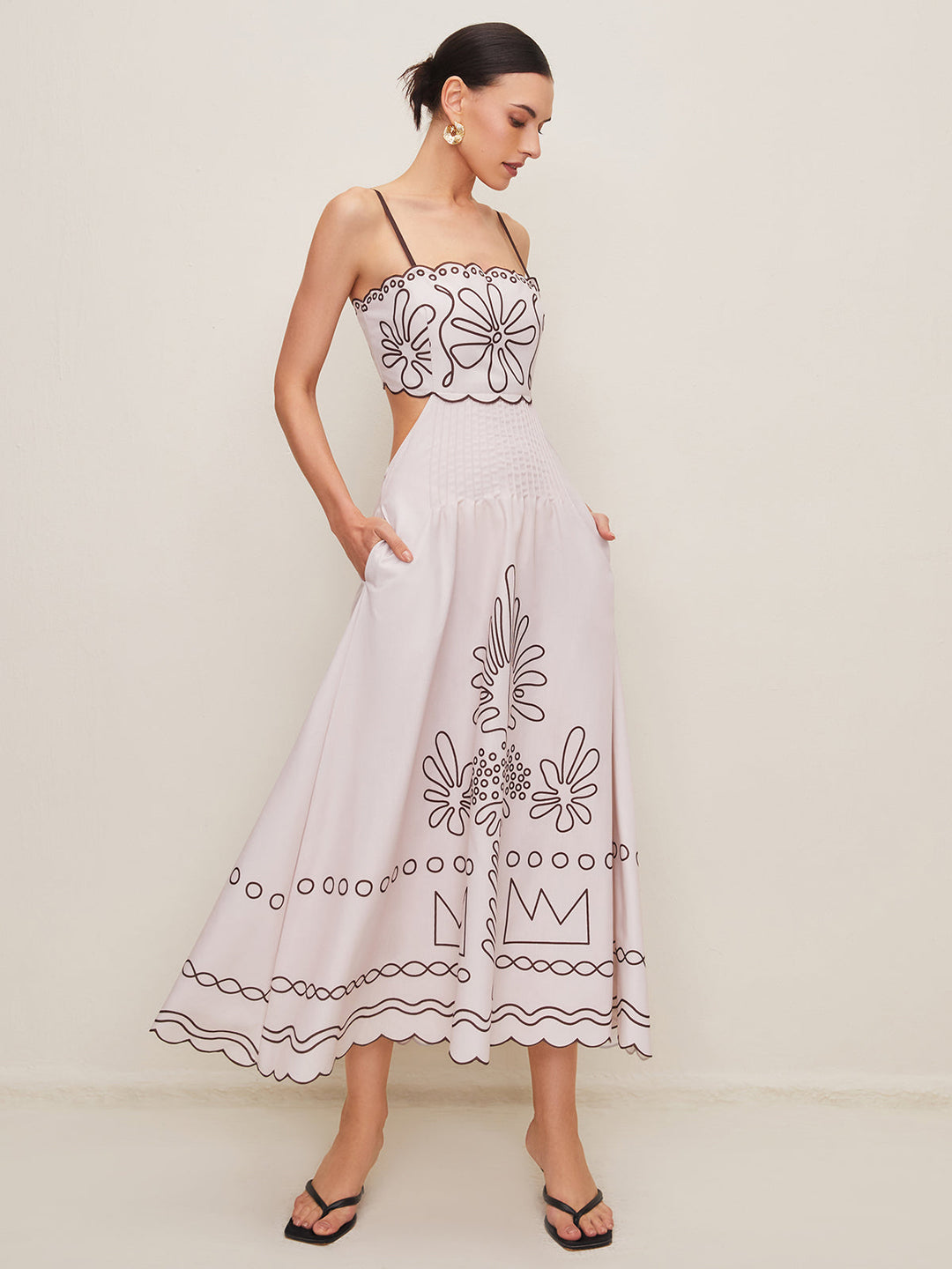 Baskı Cepli Cutout Elbise, günlük stil için ideal