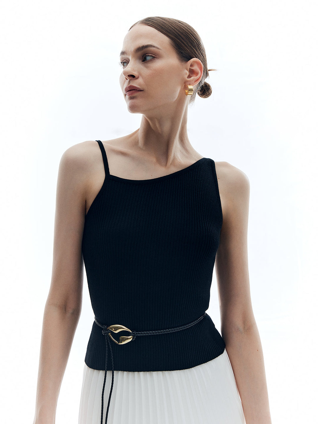 Asimetrik Düz Nervürlü Atlet, günlük stil için ideal