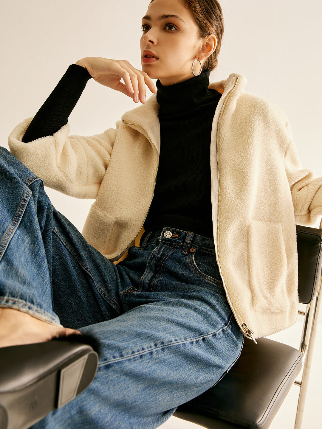 Cep Fermuarlı Sıcak Polar Ceket - Svelte Chic