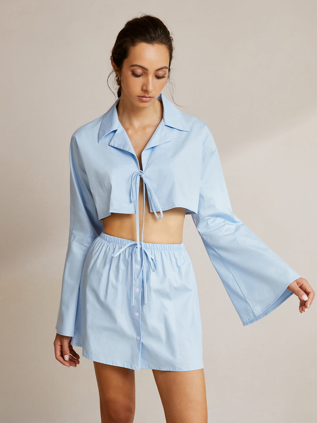 Önden Bağlamalı Düğmeli Etek Takımı - Svelte Chic