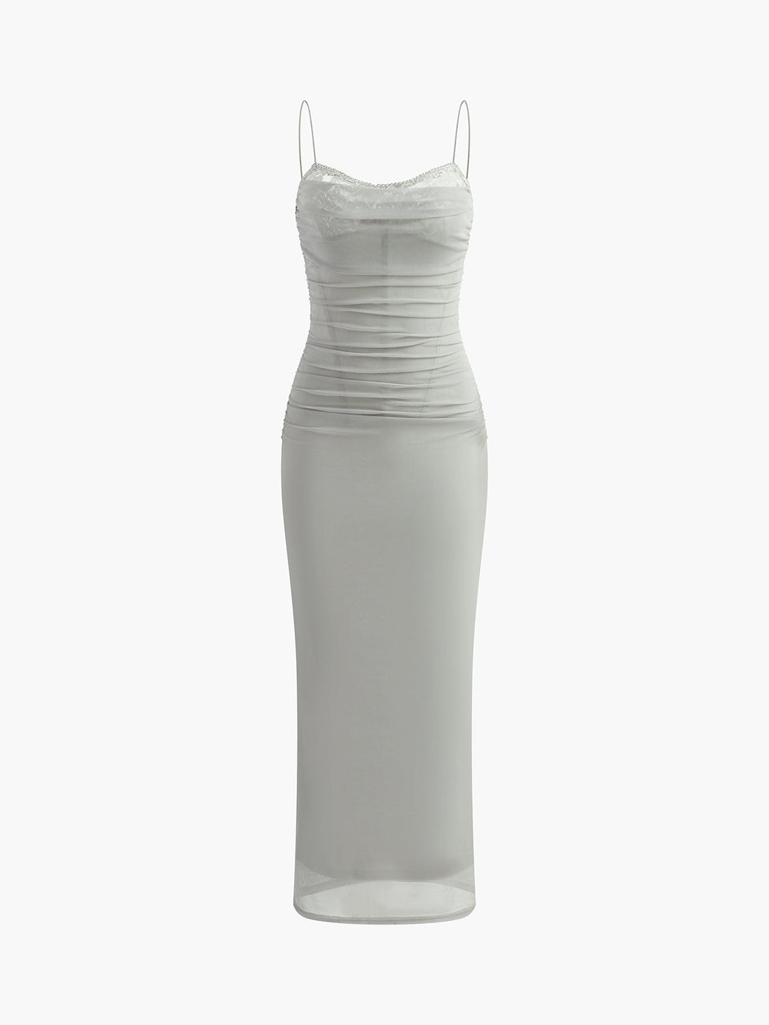 İnce şeffaf fileli uzun elbise