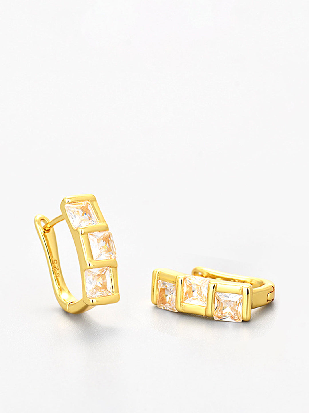 Şık Kare Zirkon Halka Küpeler - Svelte Chic