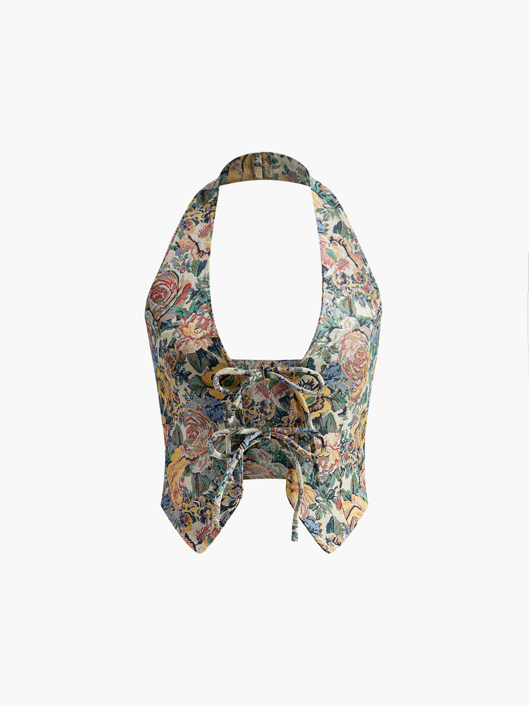 Baskılı Seksi Halter Önden Bağlamalı Yelek, Svelte Chic