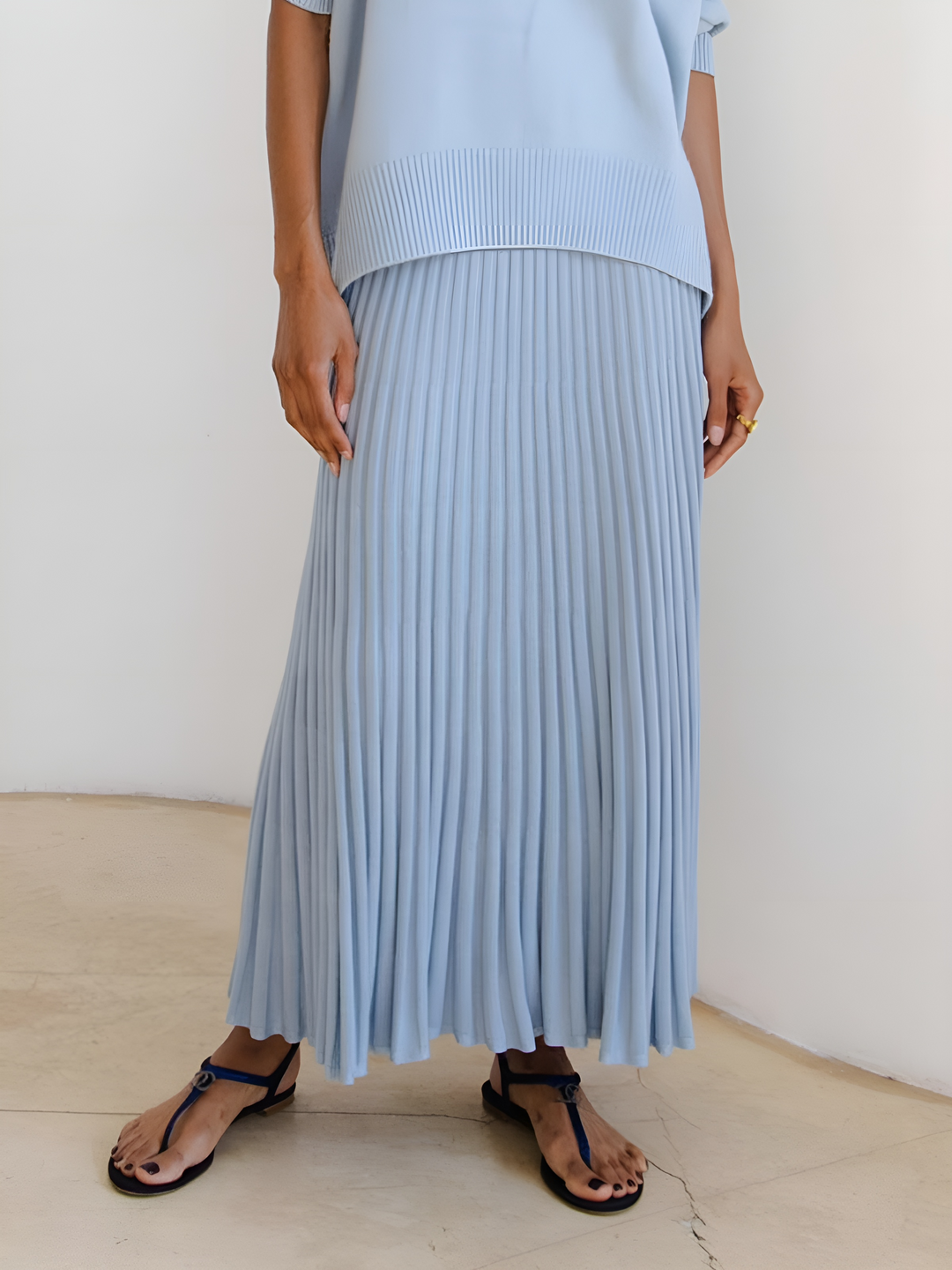 Leisure Pleated Knit Skirt, şık ve rahat etek tasarımı