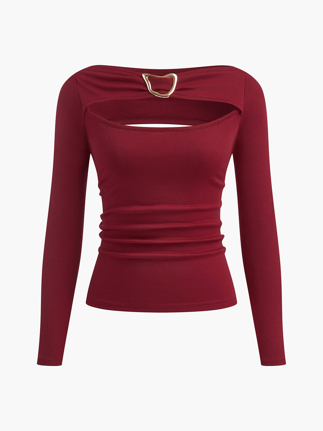 Svelte Chic Plain Cutout Long Sleeve T-Shirt