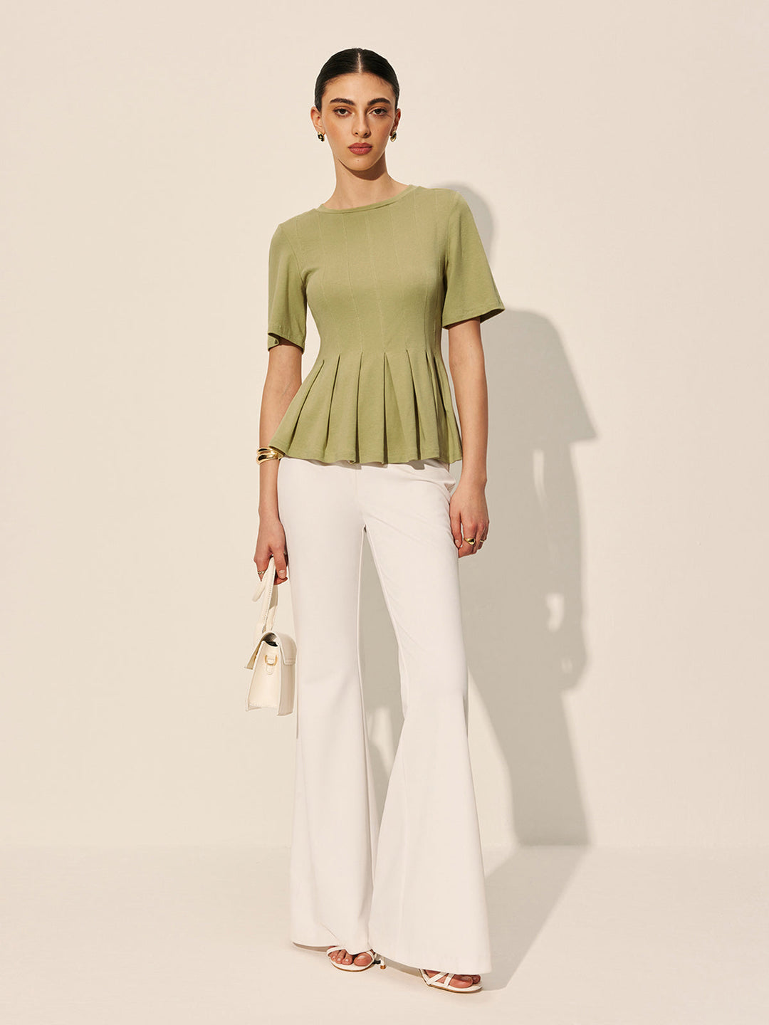 Şık Plise Peplum Ribana Üst - Svelte Chic