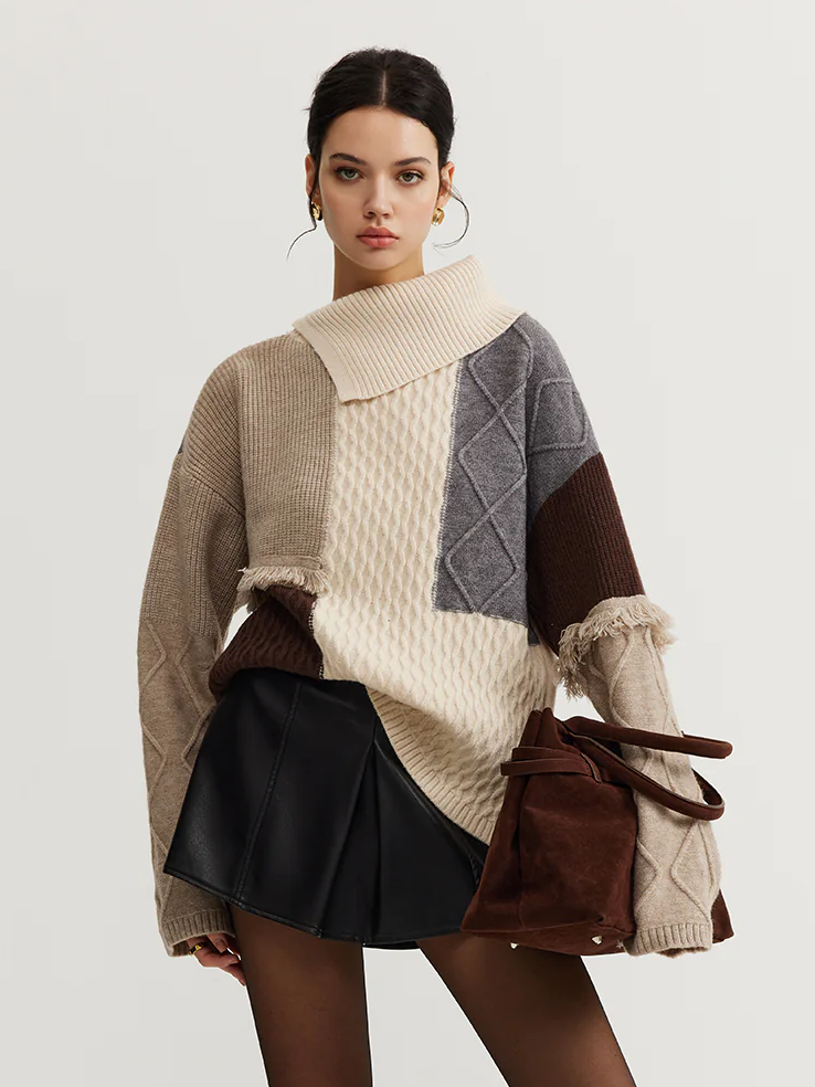 Boheme Renk Bloklu Triko Üst, şık ve modern tasarım