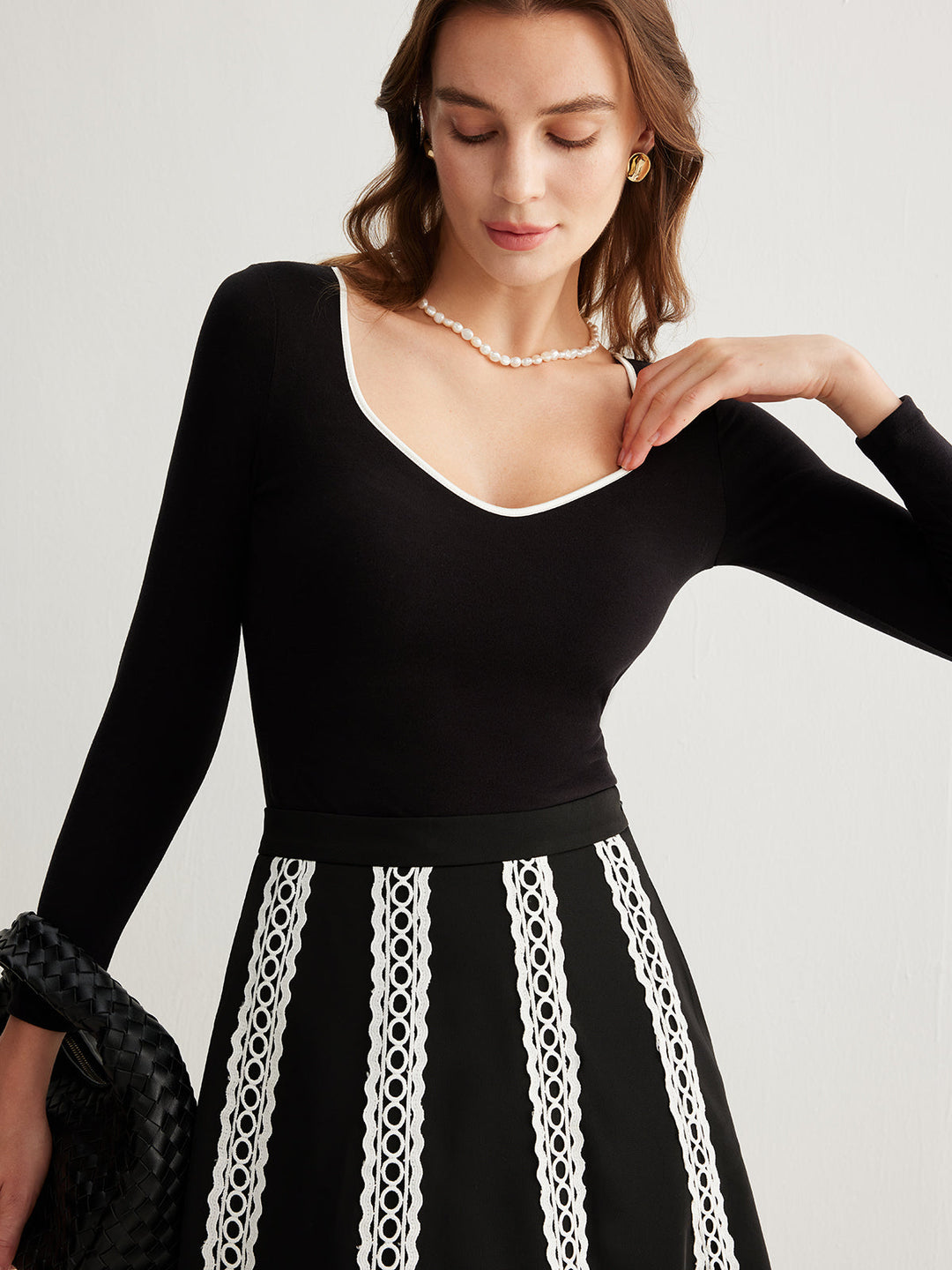 Kadife Kalp Yaka Alt Üst - Svelte Chic