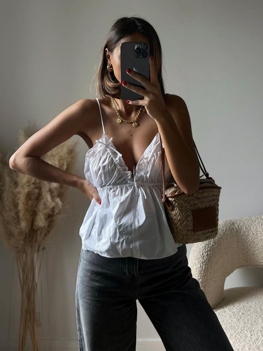 Minik Fiyonklu Peplum Cami Üst - Zarif ve Şık Tasarım