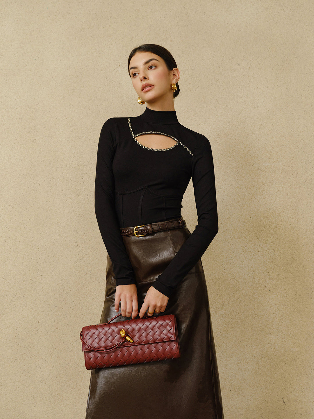 Svelte Chic Kontrast Kenar Kesimi Açıktan Üst