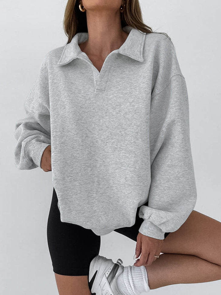 Minimalist Plain Polo Sweatshirt kadın modası