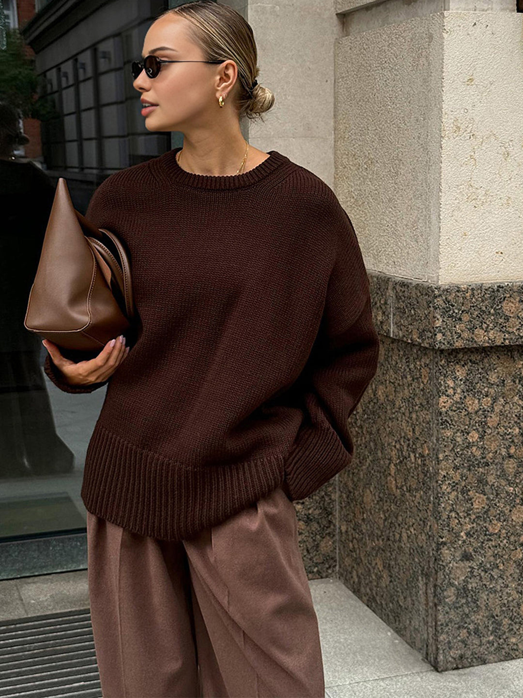 Minimalist Plain Shift Sweater, sade ve şık örgü kazak