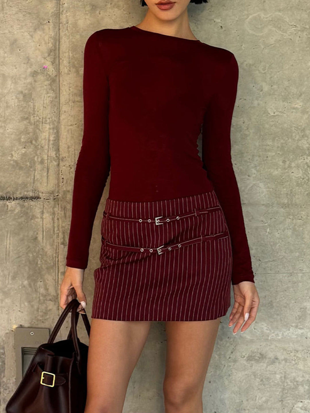 Kemer detaylı çizgili etek, Svelte Chic koleksiyonu