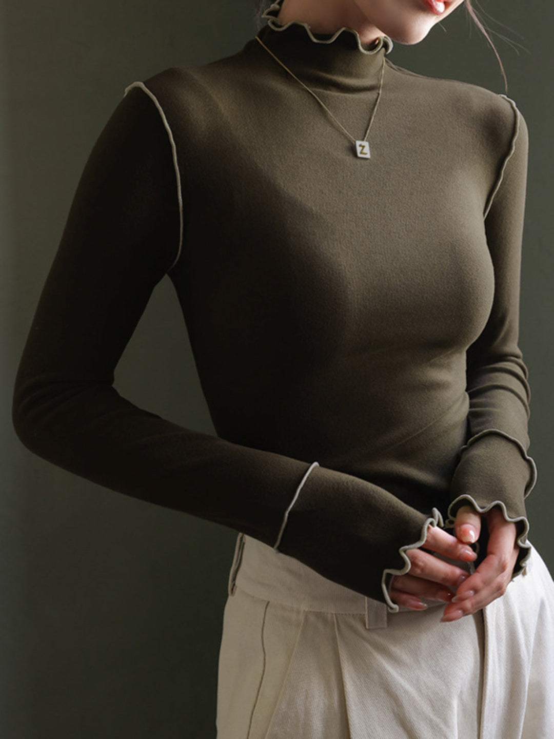 Dalga Kesim Jersey Slim T-Shirt, Svelte Chic, kadın modası