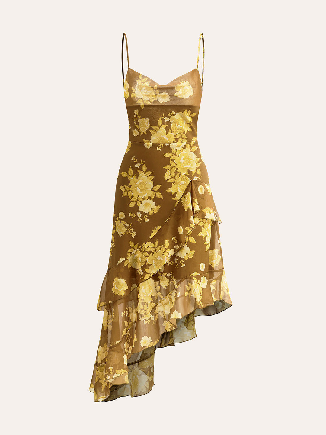 Çekici çiçek desenli volanlı elbise