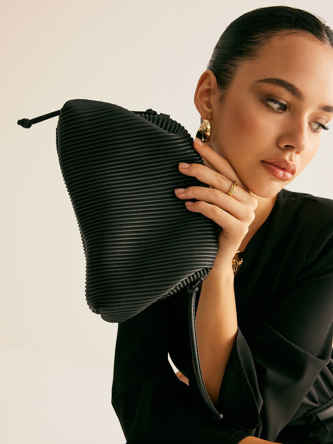 İki Yönlü Çizgili Bulut Çantası - Svelte Chic