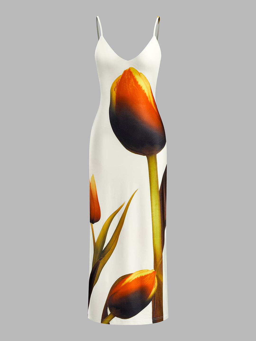 Şık Çiçek Desenli Askılı Elbise