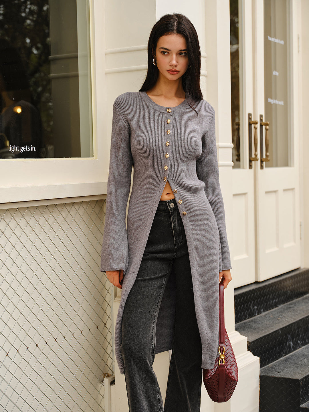 Çok Yönlü Metal Göğüslü Kazak Elbisesi, Svelte Chic