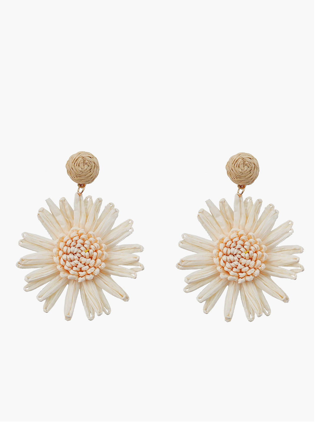 Şık Raffia Çiçek Damla Küpeler ile doğanın zarif dokunuşu