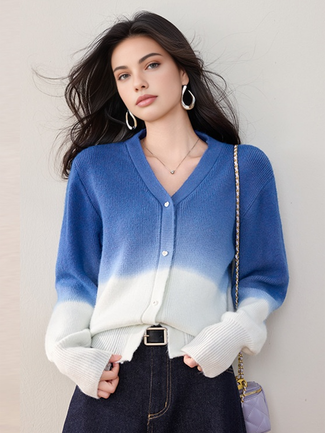 Kelebek Renk Geçişli Düğmeli Hırka - Svelte Chic