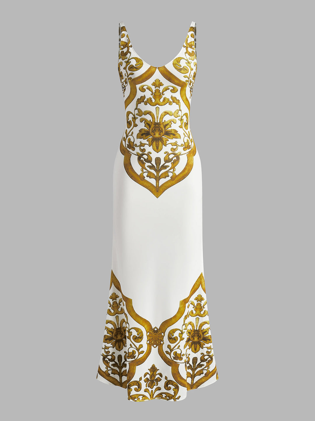 Baskılı Jersey Askılı Uzun Elbise - Svelte Chic