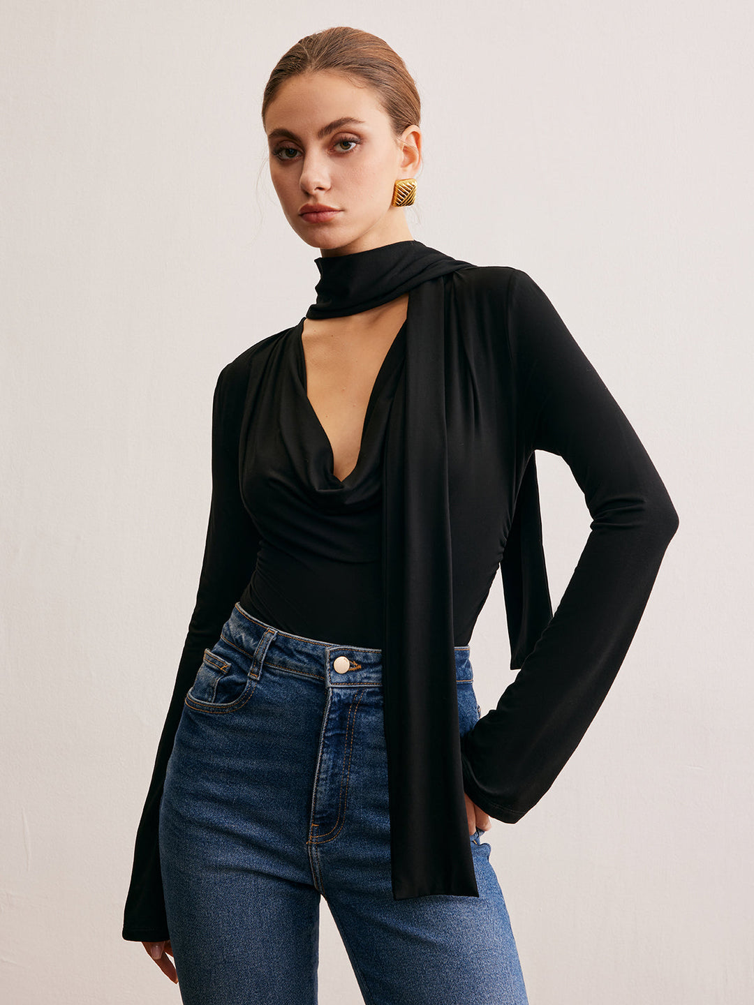 Kapüşonlu şeritli tişört, Svelte Chic