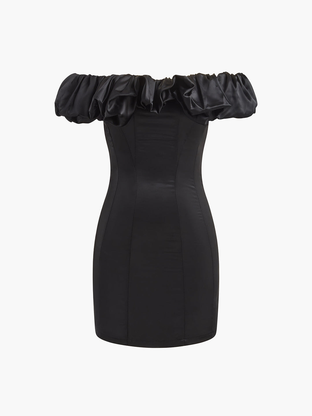 Fırfırlı Fermuarlı Omuzları Açık Elbise - Svelte Chic