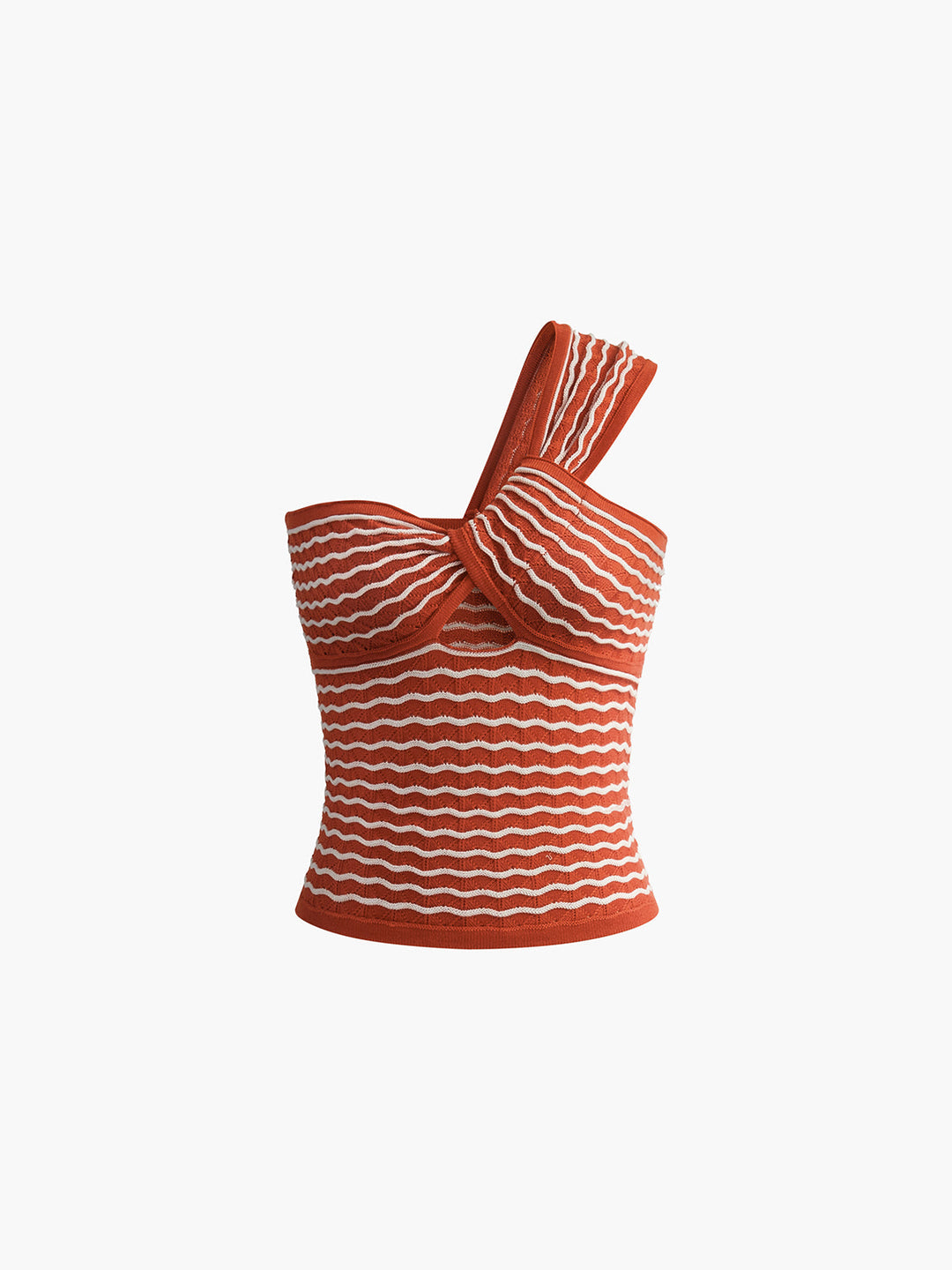 Çizgili Tek Omuz Örgü Üst - Svelte Chic