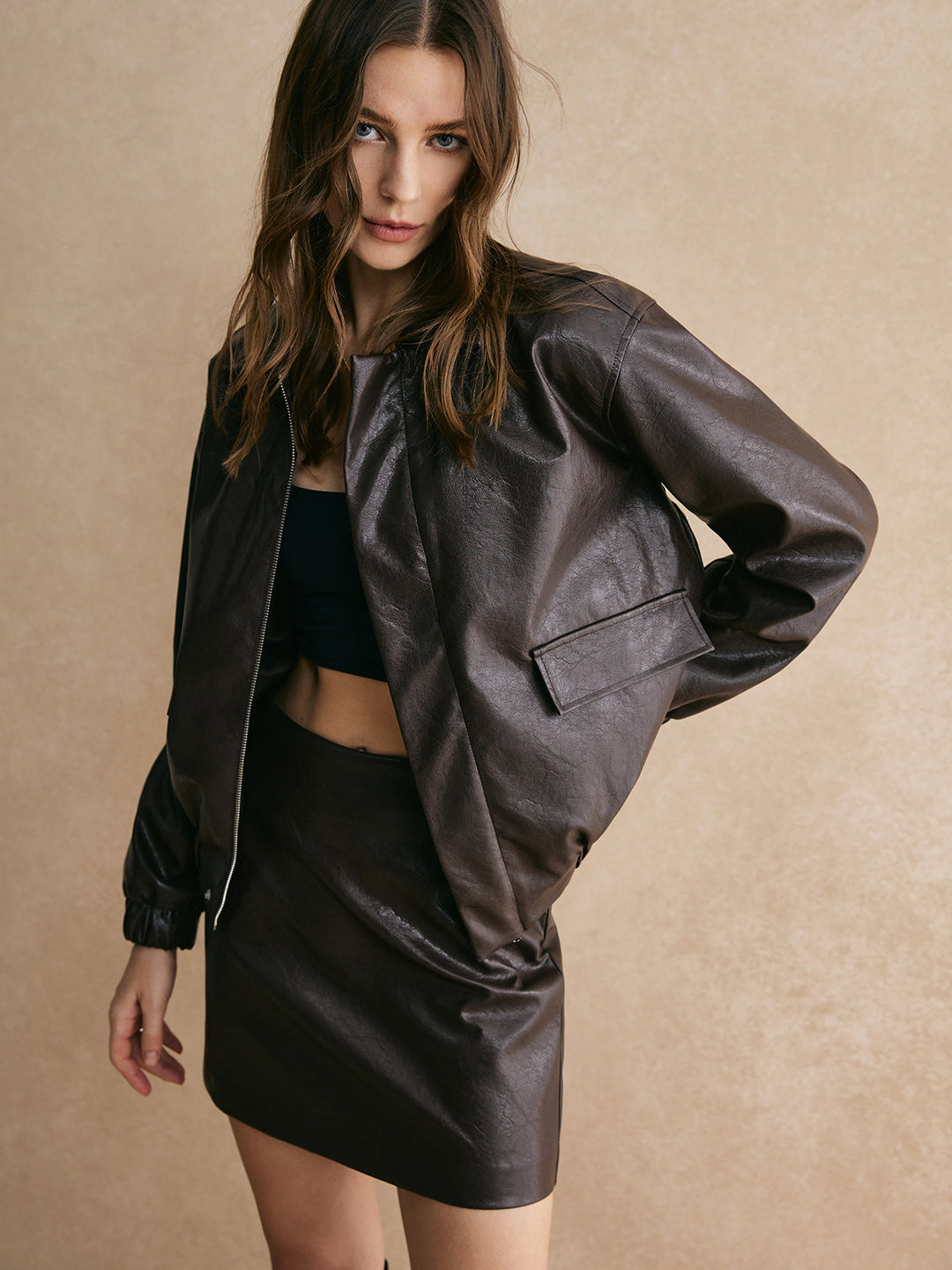 Svelte Chic Vintage Yapay Deri Ceket