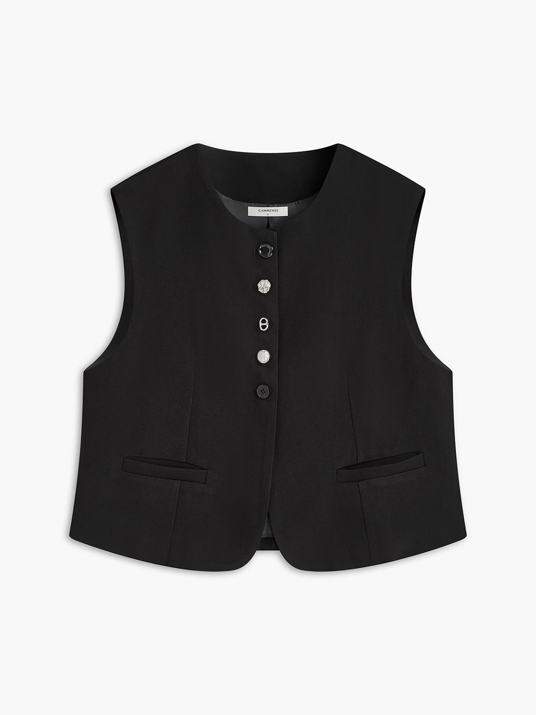 Desenli düğmeli yelek, şık ve modern tasarım