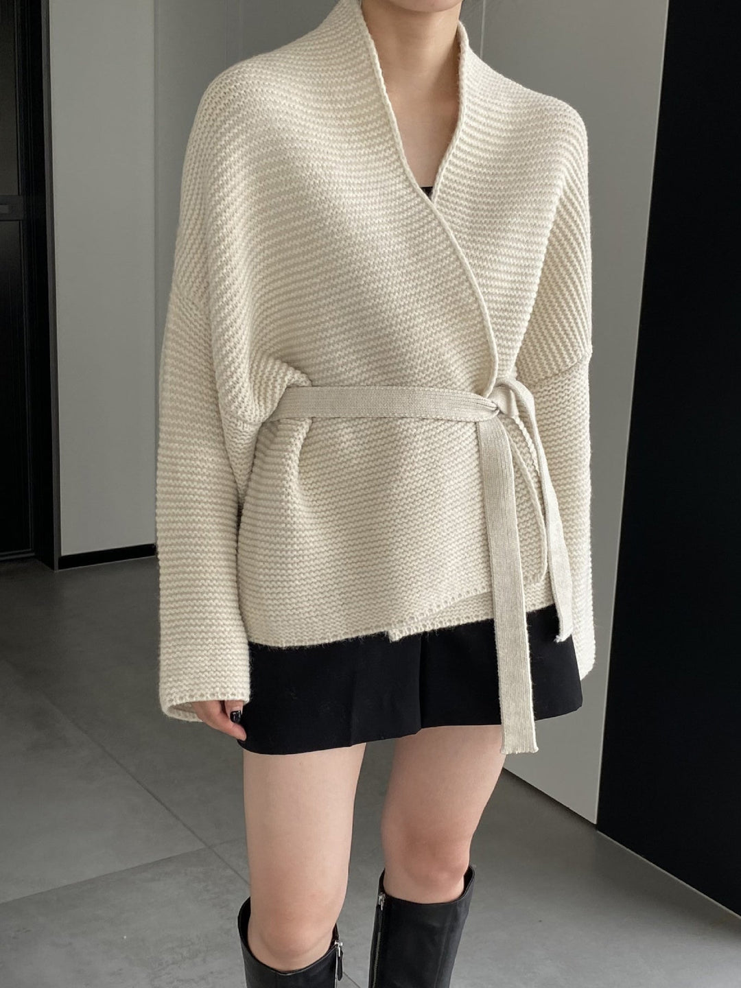 Mekanik Triko Kemerli Dış Giyim, Svelte Chic