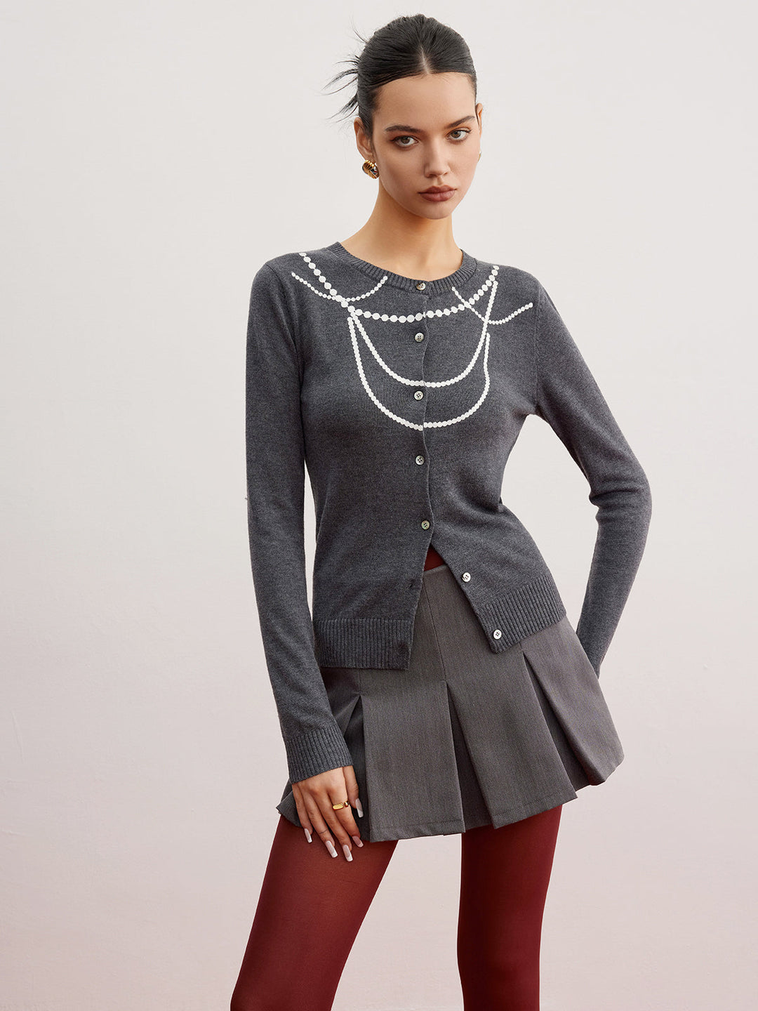 İpeksi desenli düğmeli ince kadın kaban