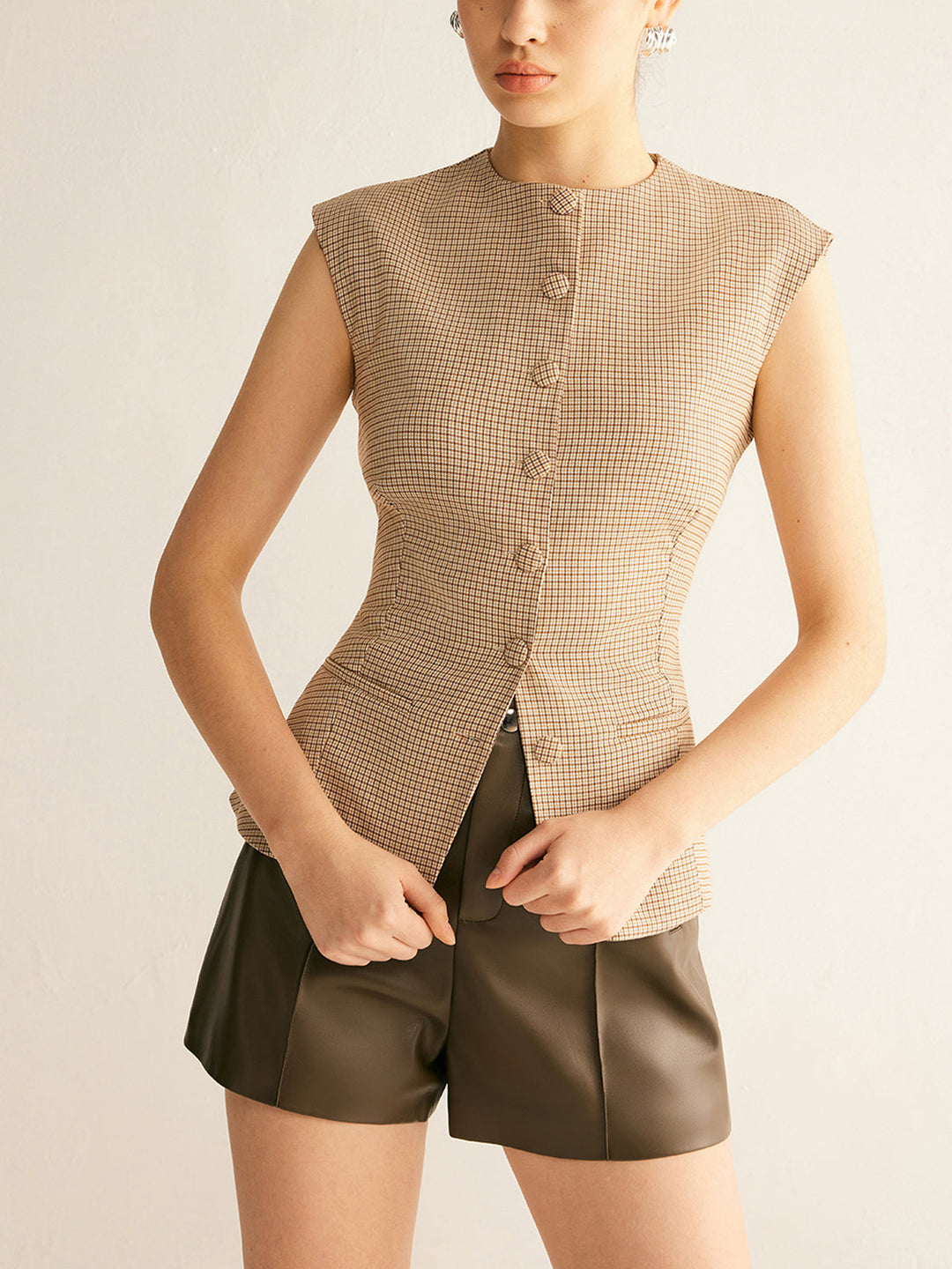 Desenli Düğmeli Dar Yelek - Svelte Chic