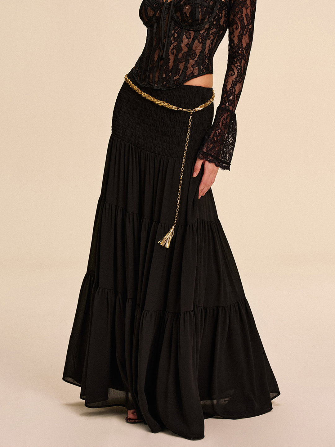 Zarif katmanlı şifon etek - Svelte Chic