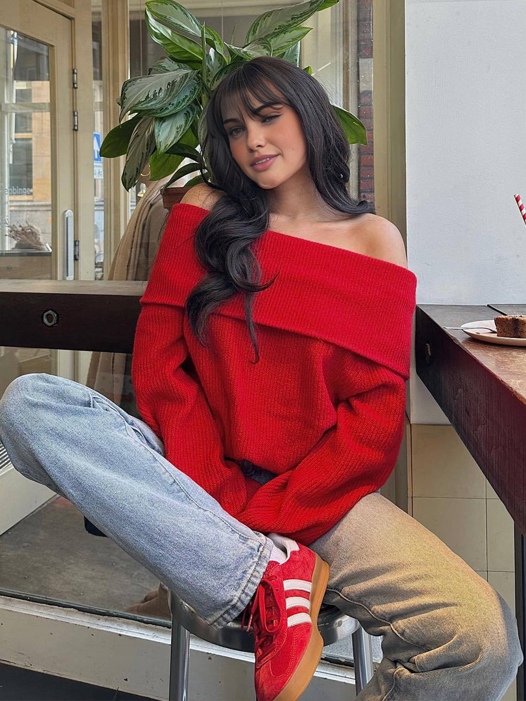 Svelte Chic Kayık Yaka Rahat Kazak