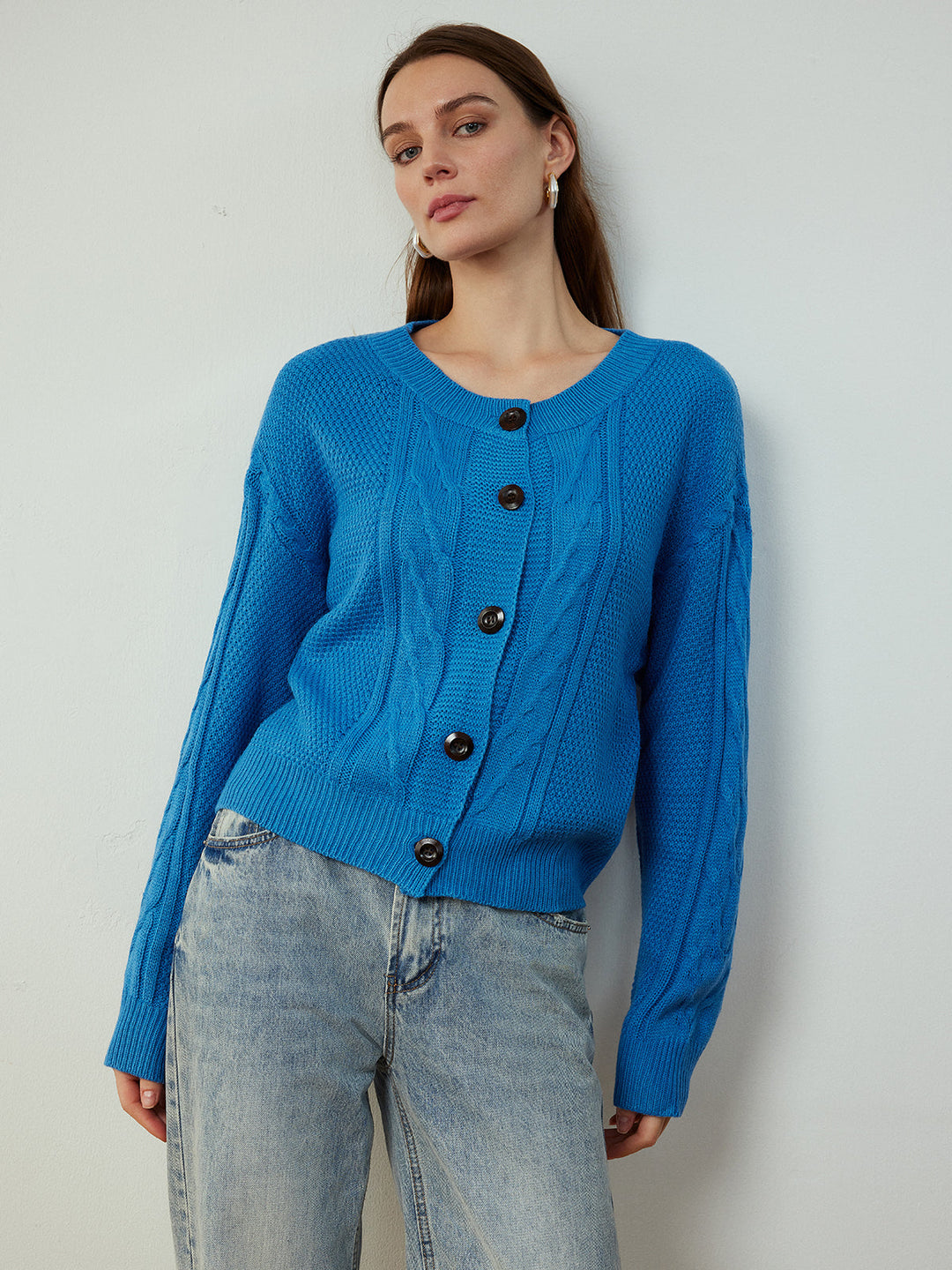 Düğmeli İnce Dönme Hırka, Svelte Chic