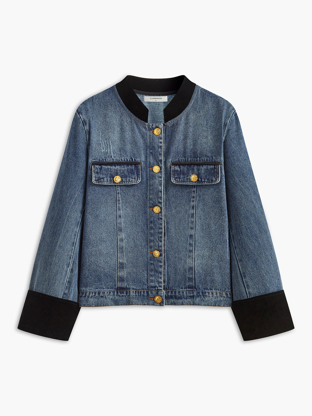 Kadife panelli denim ceket, Svelte Chic