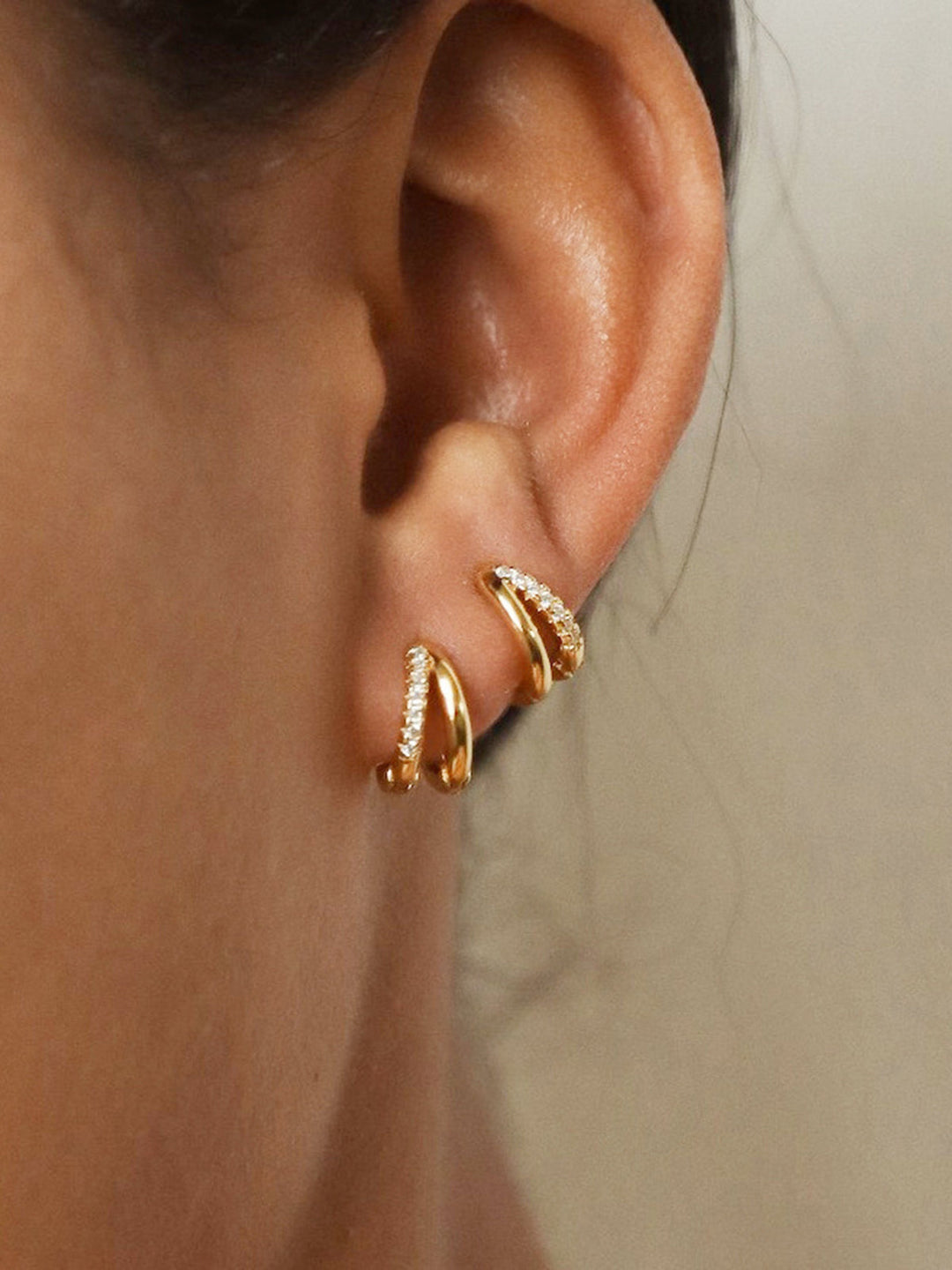 İki Halka Zirkon Küpeler - Svelte Chic