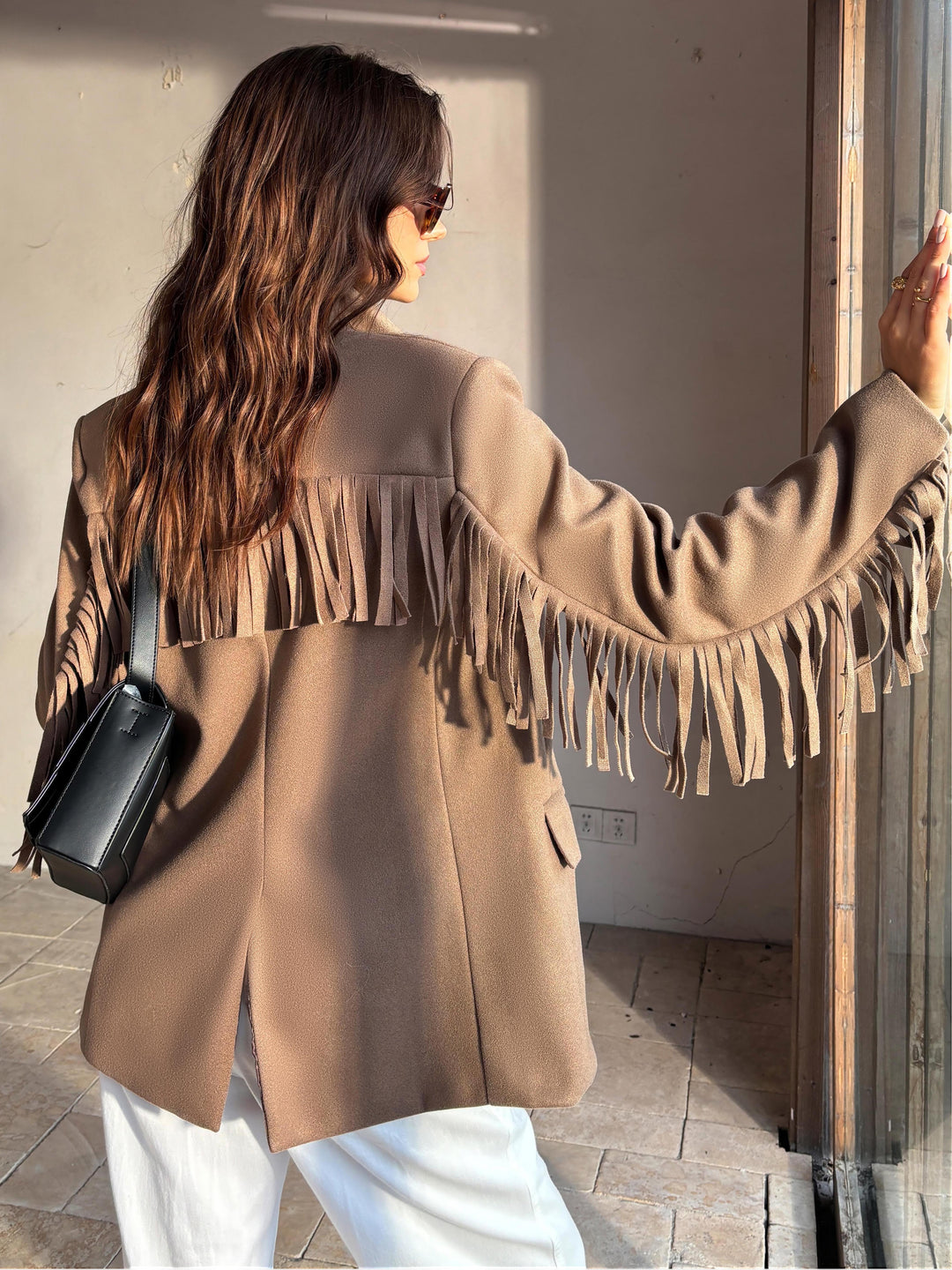 Tassel Tasarım Yırtmaçlı Piping Ceket, Svelte Chic