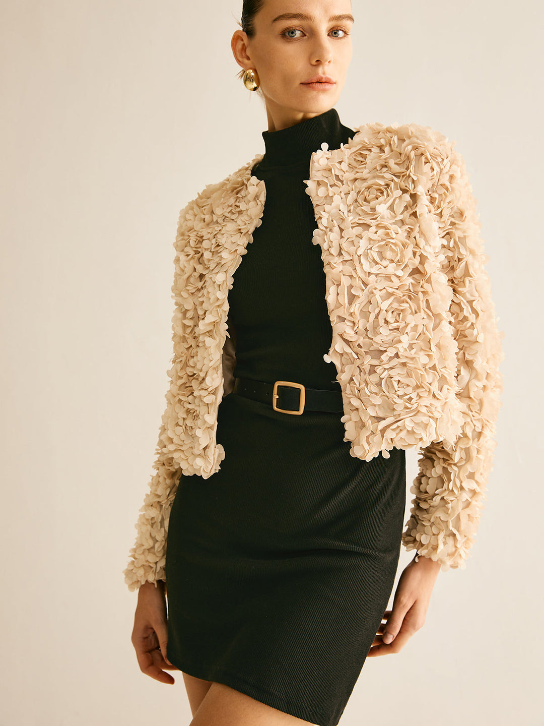 Çiçek Desenli Yuvarlak Yaka Ceket, kadın modası