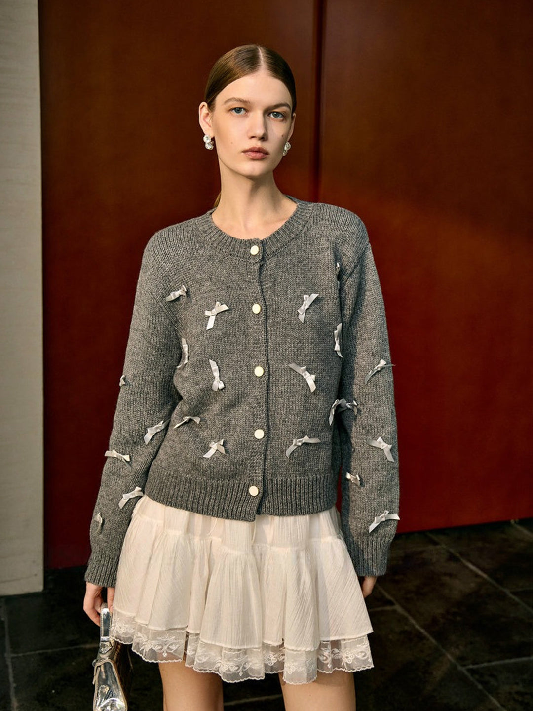 Fiyonk Dekoratif Düğmeli Esnek Hırka, Svelte Chic