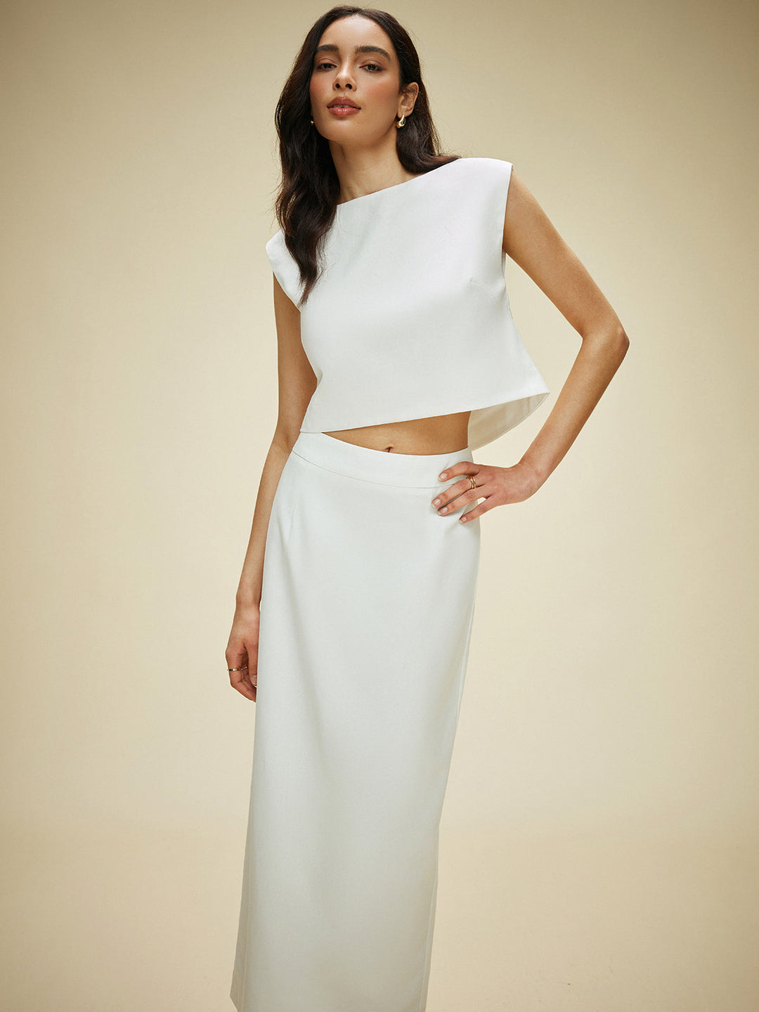 Şık Pamuk ve Keten Split-Back Koordineli Etek Seti