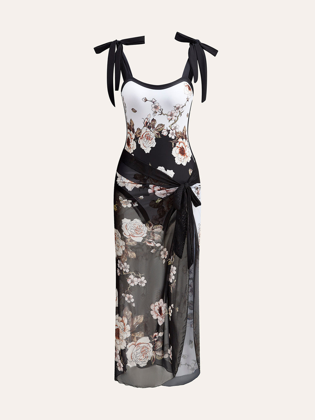 Çiçekli askılı mayo ve kapama - Svelte Chic